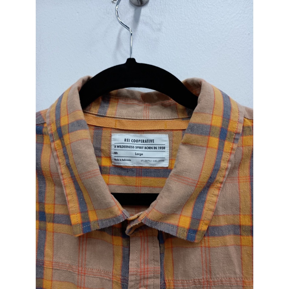 Rei Mens Shirt Large Plaid Hiking Outdoor Gorpcore Button Front Long Sleeve - Picture 2 of 12